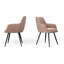 Chaise d'appoint rembourrée brune Mid-Century avec dossier capitonné, ensemble de 2-1202387330