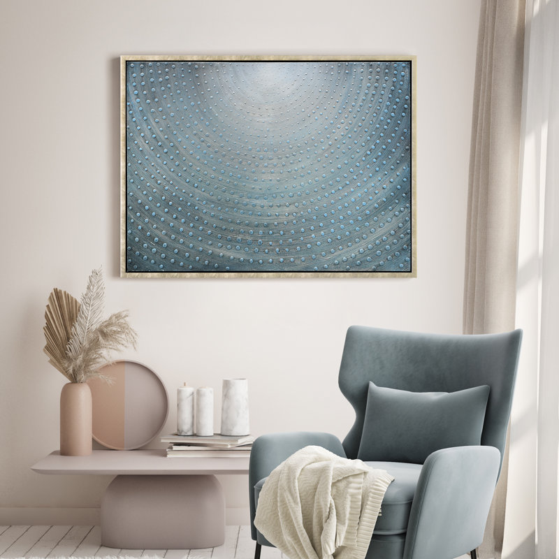 Cosmic Swirl Textured Metallic Hand Painted Blue Framed Canvas Wall Art