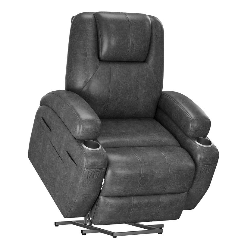 Power Lift Recliner Chair for Elderly with Massage Ergonomic, Dark Gray