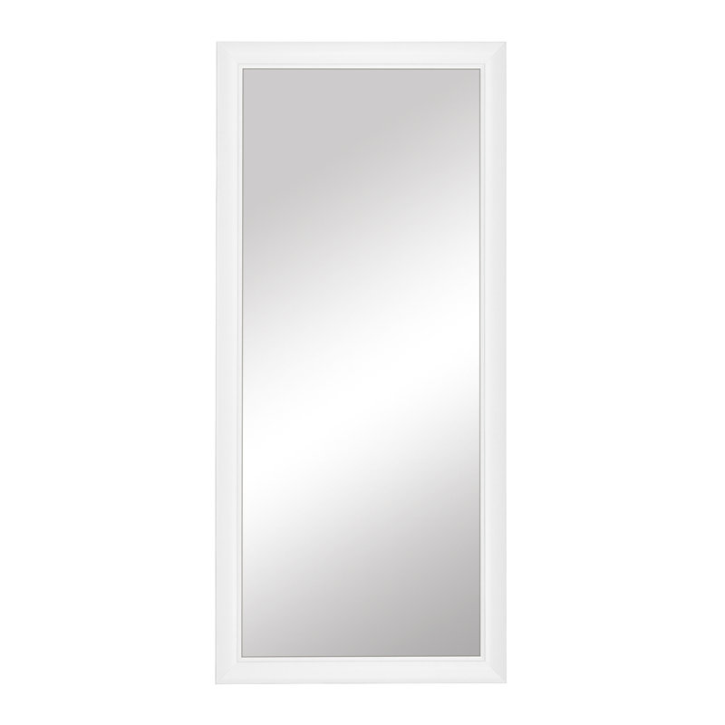 White Full Length Mirror, 66" x 28" Dressing Room Mirror, Wood Frame, True Reflections Glass, White Finish, Blanco Design, Lean Against Wall or Wall-Mounted