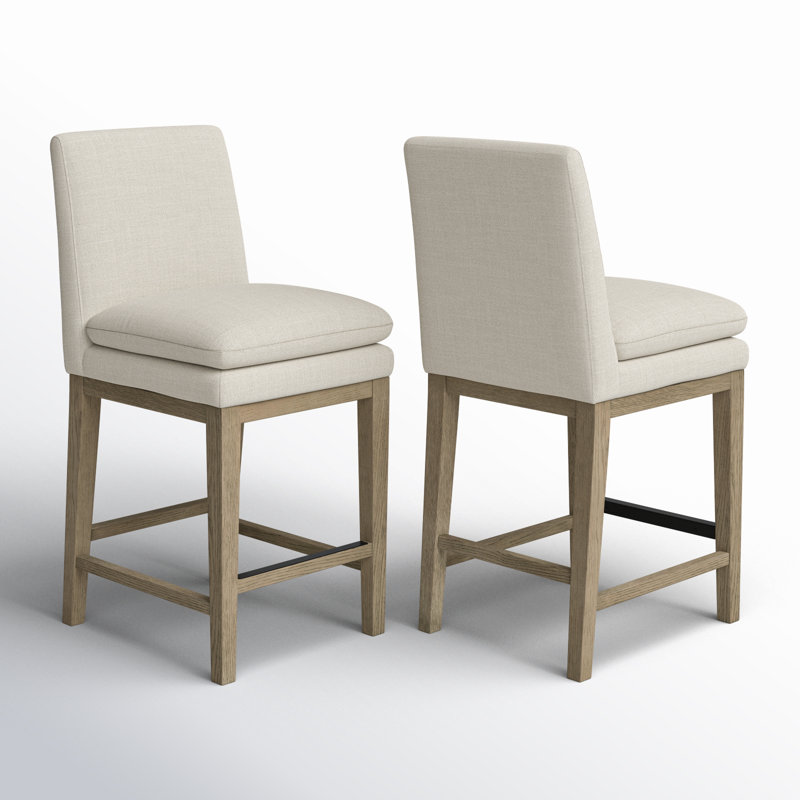 Bethea Upholstered Counter Stool (Set of 3), Effie Linen Performance Linen