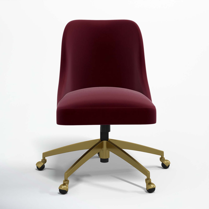 Chaise de bureau Tamieka, Velours luxueux raisin