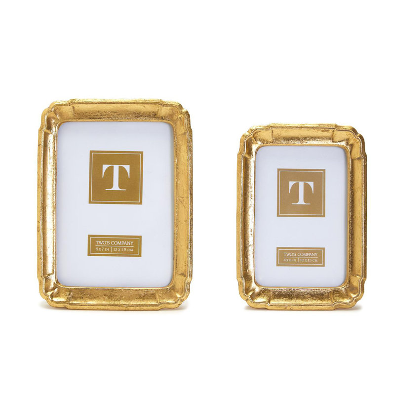 Set Of 2 Gold Leaf Photo Frame