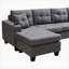 Canapé modulaire gauche avec repose-pieds, canapé d'angle convertible avec porte-gobelets