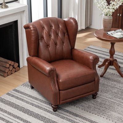 Fauteuil inclinable en cuir véritable de 31,5 po de large Aimee-Lea