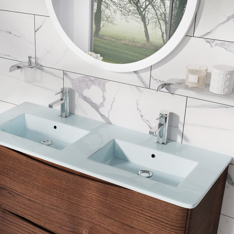 Stanhope 1200mm Double Bathroom Vanity with Integrated Glass Basin, Blue