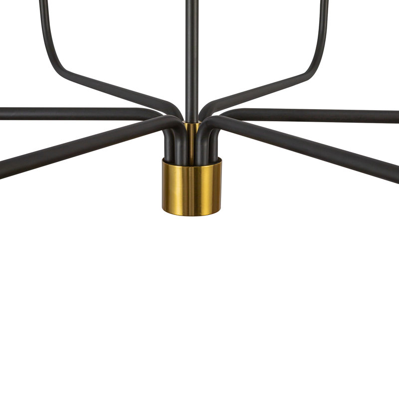 Kingsley - Chandelier - Black with Brushed Brass Accent - Fabric Shade, 1 Light, 6 Lights