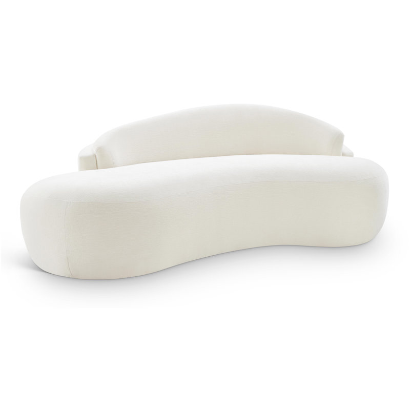 Caspian 79" Chenille Fabric Upholstered Loveseat, Cream Chenille Fabric