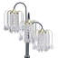 Lampe de table 34 po en métal avec finition noire, 3 lustres en cristal