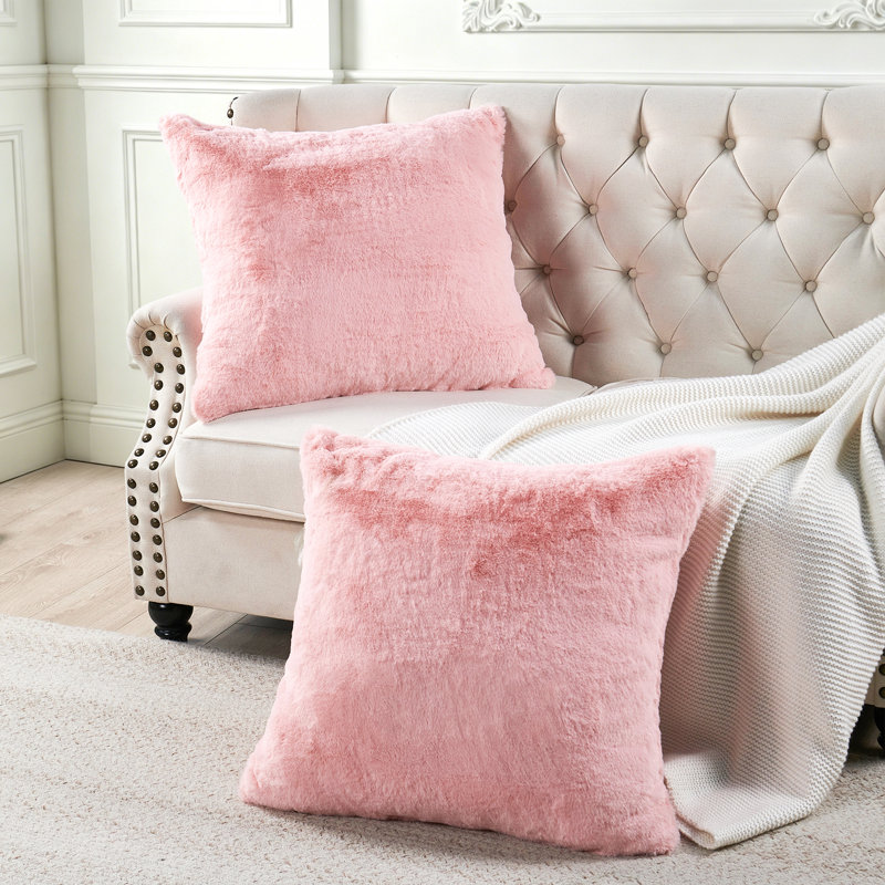 Housse de coussin lourd en fausse fourrure, H 26 pi x l 26 pi, Rose quartz
