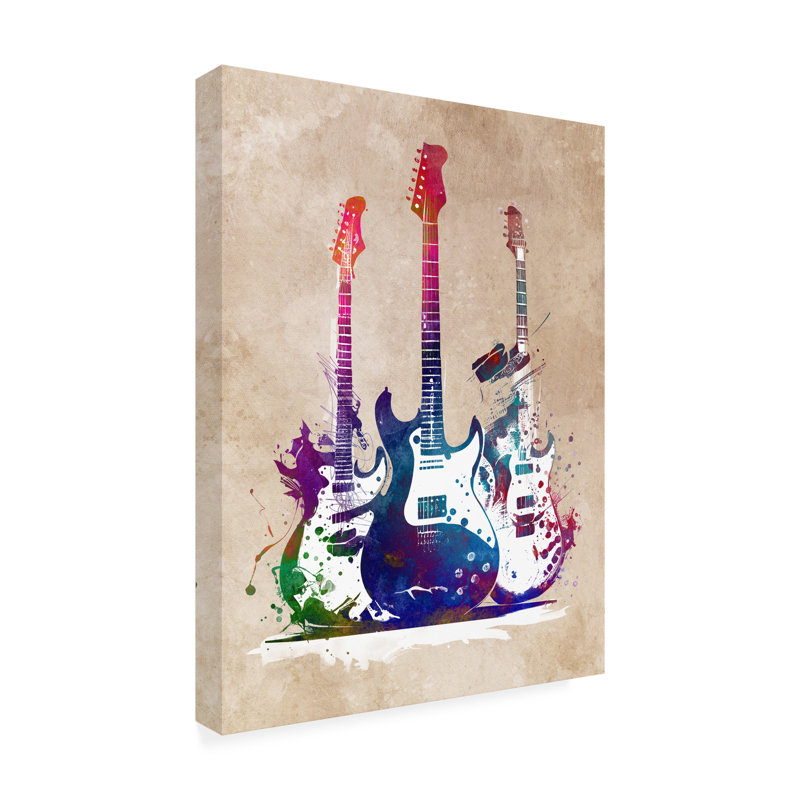 «Justyna Jaszke Three Guitars», art sur toile, H 14 po x l 19 po
