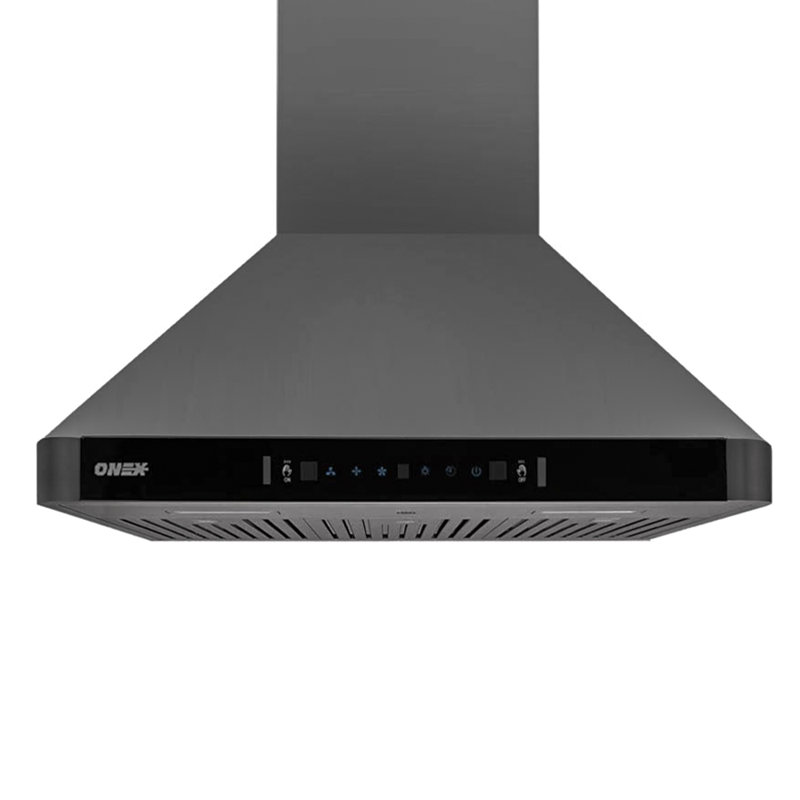 29.7" 700 CFM Ducted Wall Mount Range Hood, Black Stainless Steel