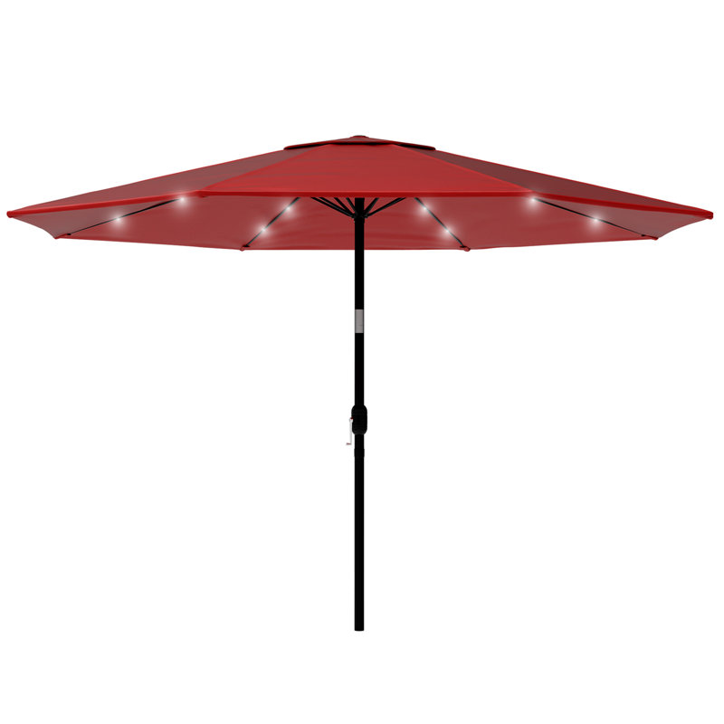 Patio Umbrella with Lights - 10 ft Outdoor Sun Shade Canopy with 32 Solar LEDs - UV 30+ Protection LED Umbrella by Pure Garden (Red)