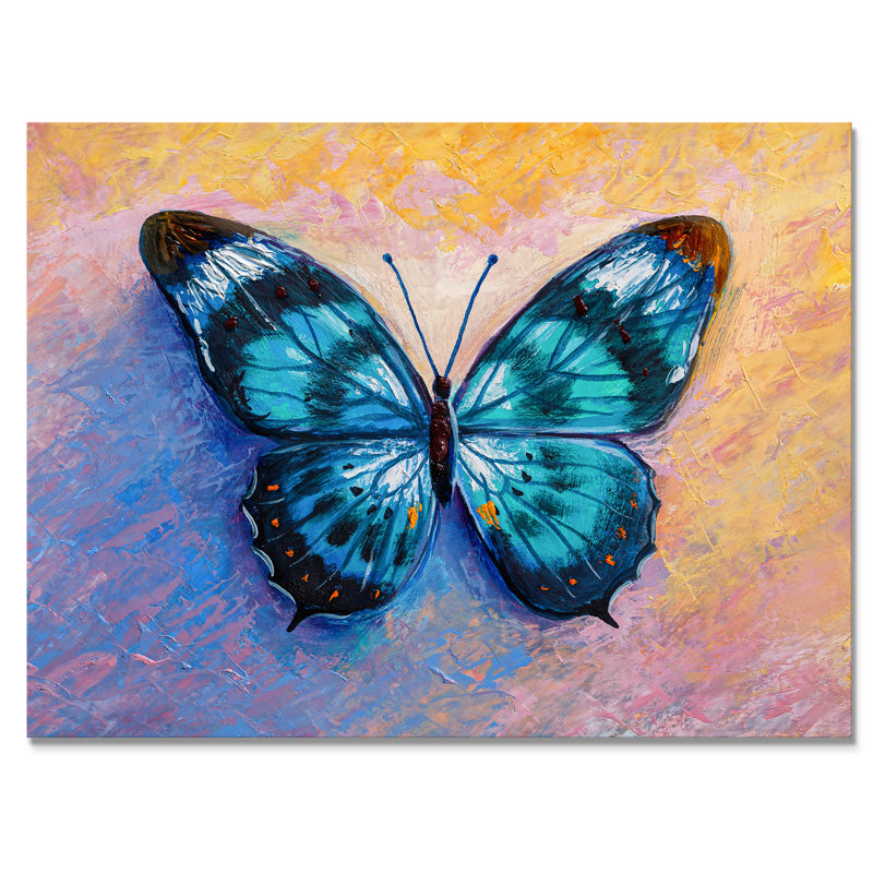 «Abstract Turquoise Butterfly», reproduction sur toile flottante, H 12 po x l 20 po x P 1 po, Toile tendue