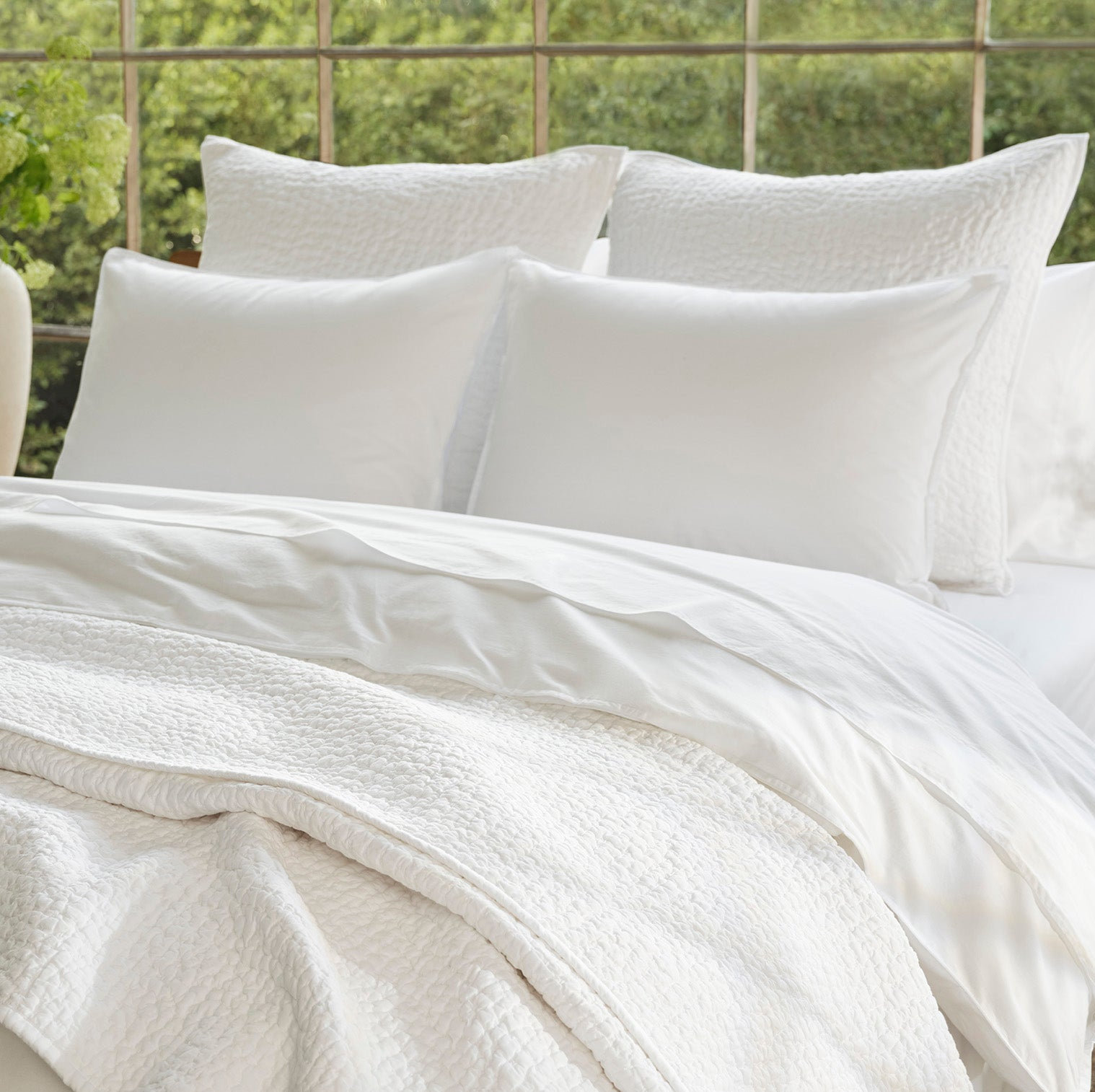 Organic Crinkled Percale 100% Cotton Percale Sheet Set, California King Sheet Set with 2 Pillowcases, Alpine White