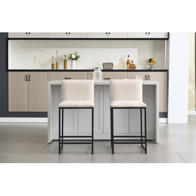 Zavier  Upholstered Linen Bar Counter Stools