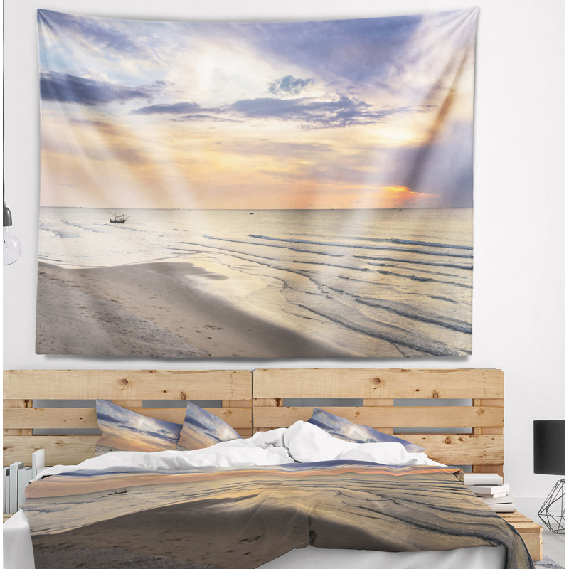 Tapisserie de soleil calme en thaïlande de mer, H 50 po x l 60 po