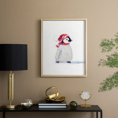 Penguin Play I Framed Print - Solid Wood