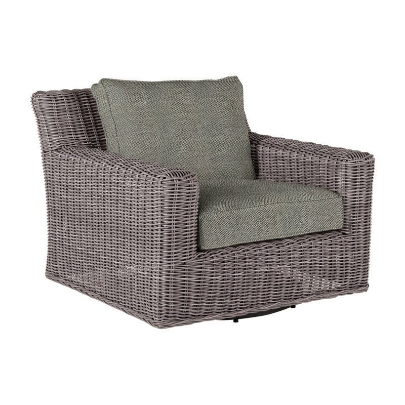 Chaise longue rotative en résine tressée rustique tissée rustique N-Dura (sans haut-parleur), Welt, Huître, Intermix écorce