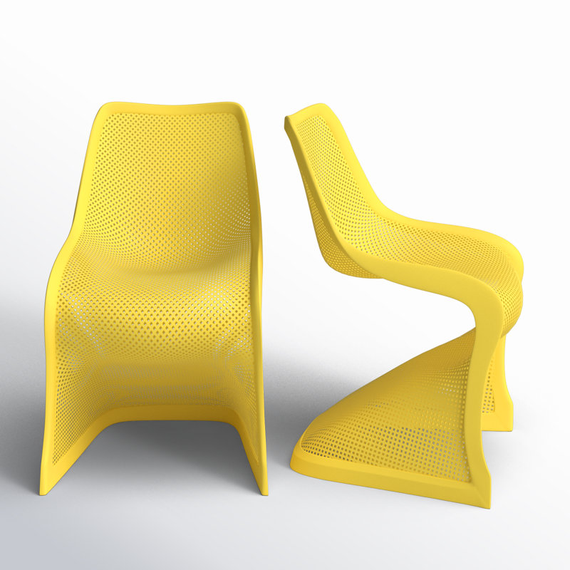 Spector Stacking Patio Dining Side Chair, Yellow