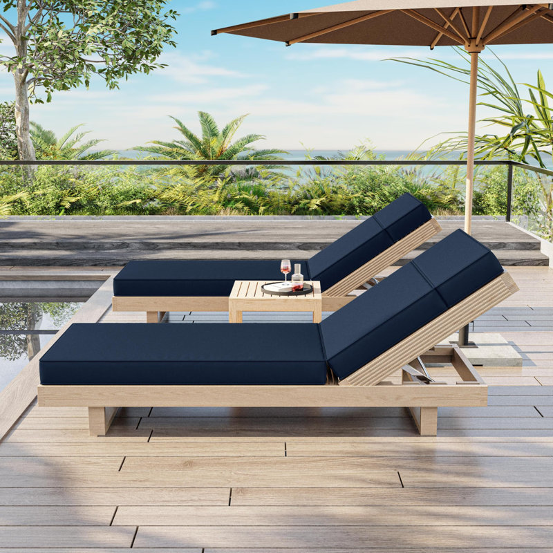Coussin de chaise longue d'extérieur Wynee, L 20,8 po x P 71,75 po, Marine