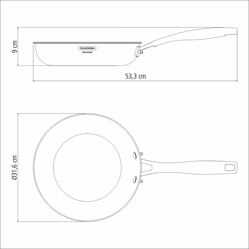 Tramontina Grano 3-Ply Stainless Steel Frying Pan, 30cm