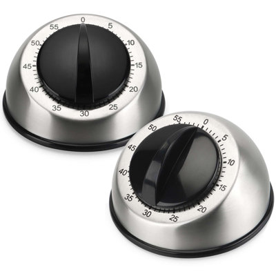 2Pcs Kitchen Countdown Timers Stainless Steel 60 Minute Visual Mechanical Timer with Loud Alarm