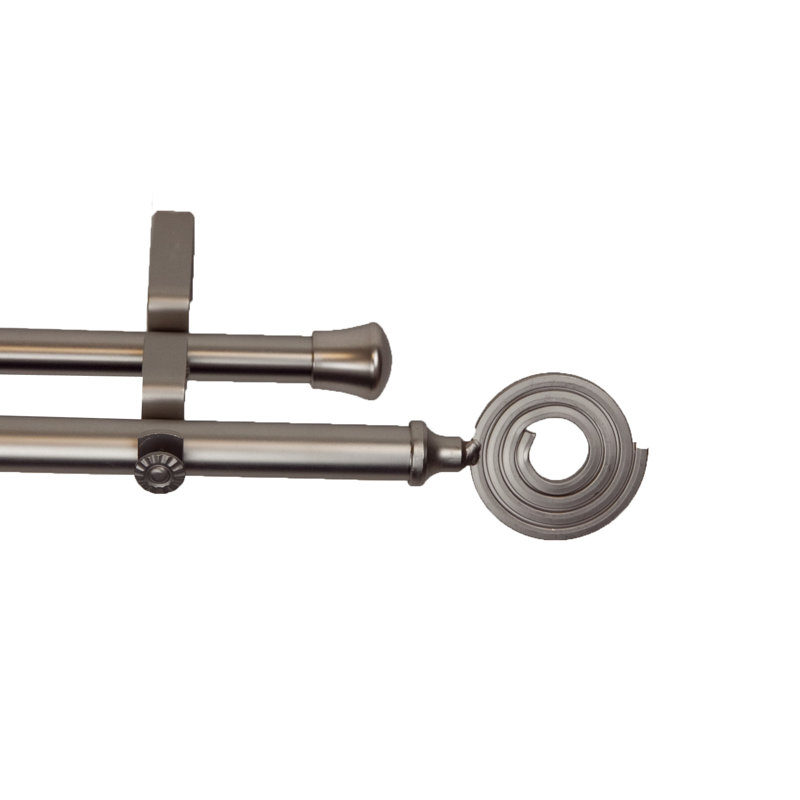 Tringle à rideaux double Banda, De 28 po à 48 po de largeur, Nickel satiné