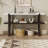 Narrow Console Table with Marble-Effect Top, Retro Entryway Table with Open Shelf, Sofa Table for Entryway, Hallway and Living Room (Espresso)-1882794803