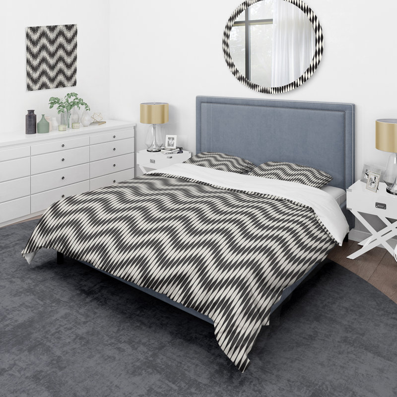 Ensemble de housse de couette en microfibre noir / blanc 3 pièces, Housse de couette pour très grand lit et 2 très
