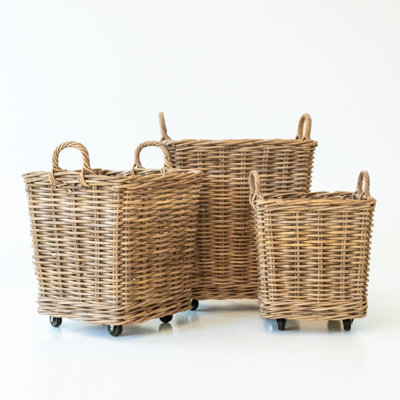 Rattan Basket on Wheels Xlarge
