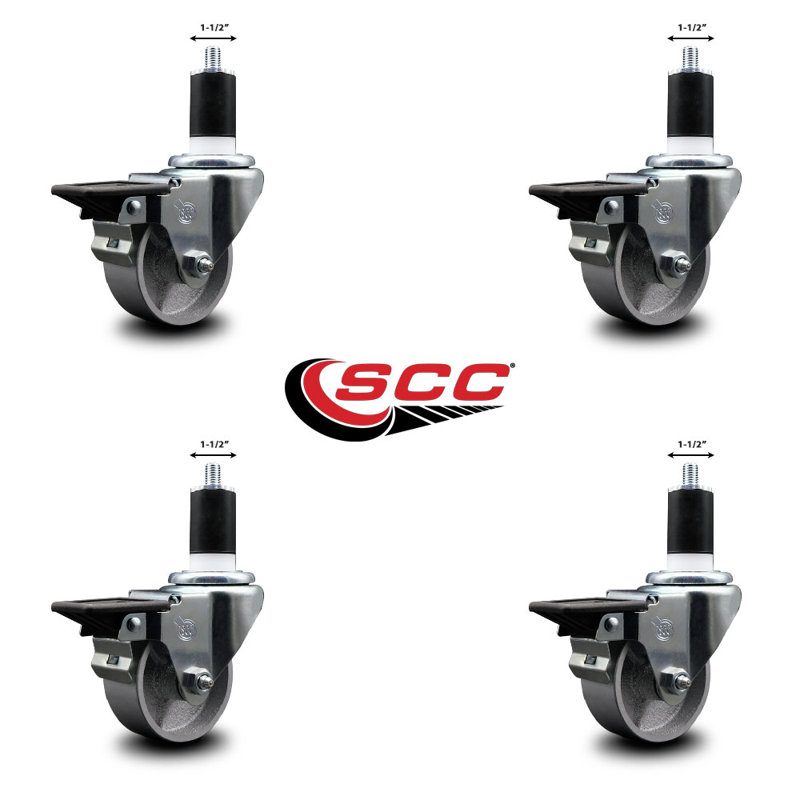 Ensemble de roulettes extensibles semi-pivotantes avec frein SCC PLB 3 po x 1-1 / 2 po