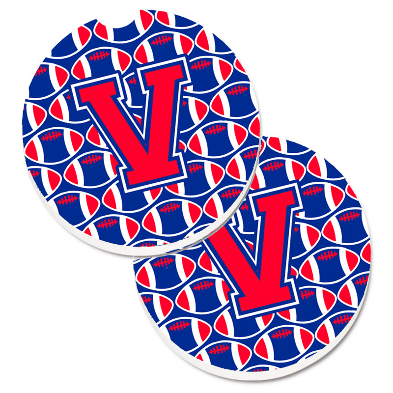Sous-verre de football, V, Cramoisi de Harvard / bleu de Yale