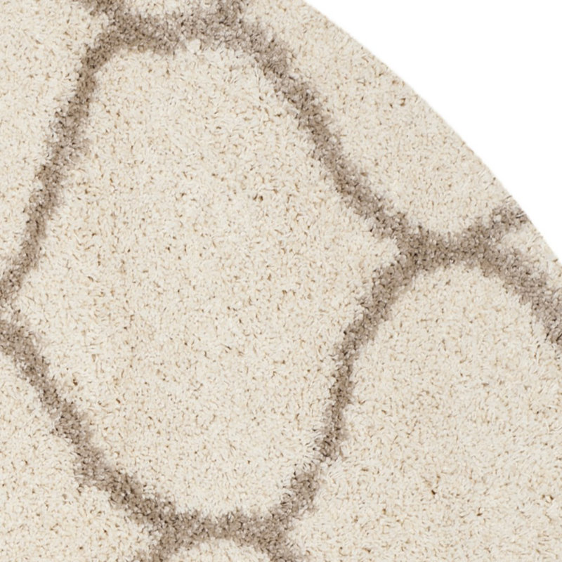 Tapis à poil long Tate Hudson, Rond 5 pi 3 po, Ivoire/beige