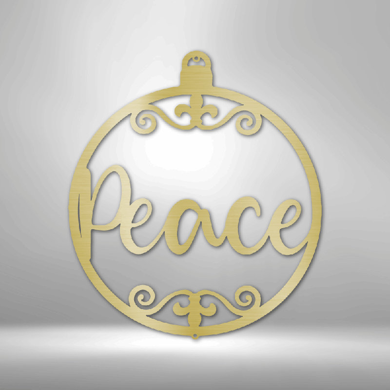 Décoration murale en acier Peace Peace, Doré, H 14,25 po x l 14,5 po x P 0,5 po