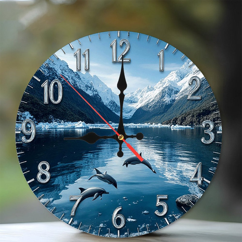 Horloge murale Mountain Lake Dolphins
