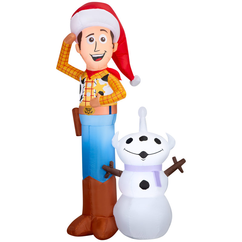 Airblown Christmas Light-Woody avec bonhomme de neige-scène-Disney