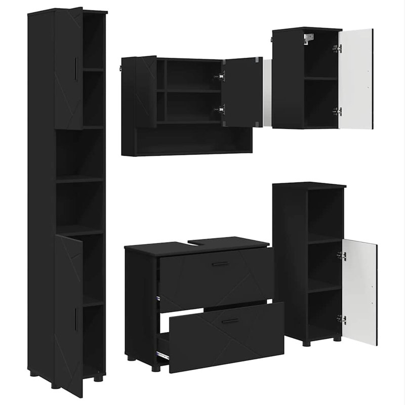 Bathroom Storage Furniture Set, Black