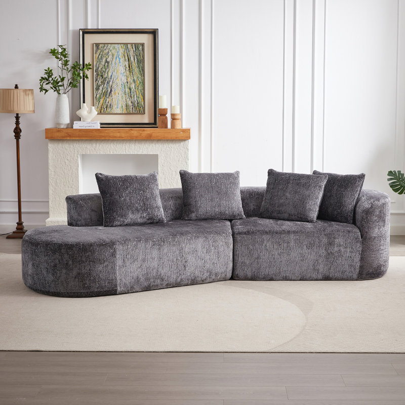 Canapé modulaire surdimensionné et rembourré Modern, Orienté à gauche (vu de face), Gris chenille