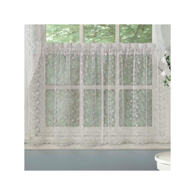 Ensemble de 2 rideaux en dentelle Imanni, L 58 po x L 24 po, Ivoire ivoire