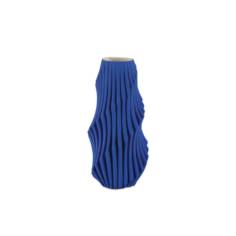 Vase moyen à plis bleus, H 13,75 po x l 6,75 po x P 6,75 po