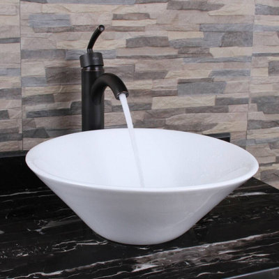 Ceramic Round Above Counter White Bathroom Sink Art Basin