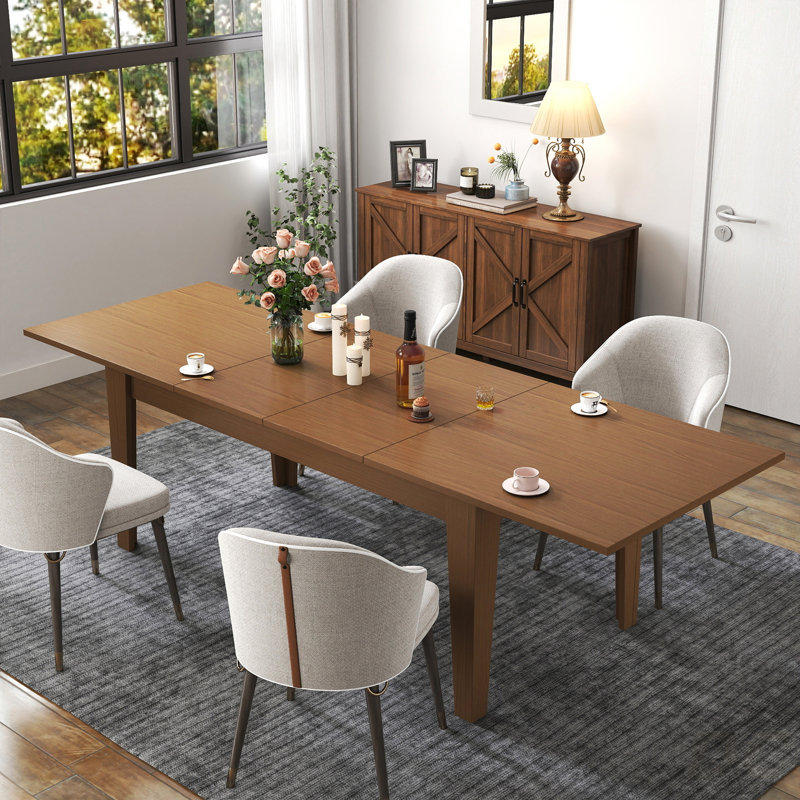 Table de salle à manger, grande table de cuisine extensible de 106,3 po, Chêne, Chêne