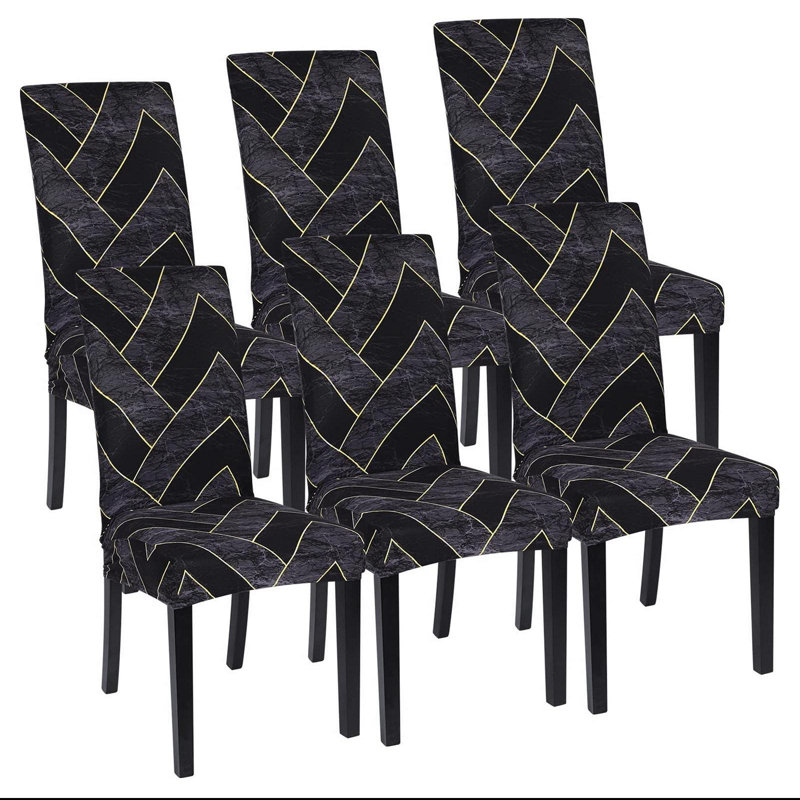 Housse de protection extensible pour chaise de salle à manger courte et lavable, housse de chaise en tissu Spandex, ensemble de 6