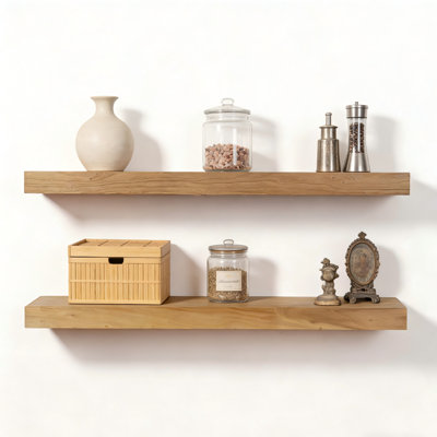 2-Piece Modern Solid Wood Rectangle Floating Shelves