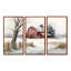Calm Red Barn In Winter III - 3 pièces sur toile-87913387-87913385