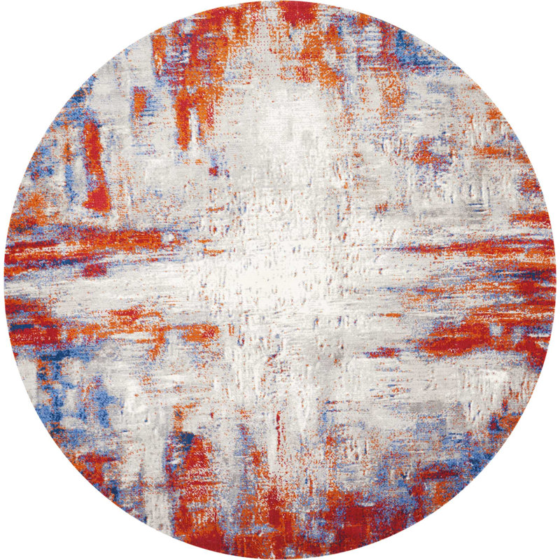 Makela Viscose Abstract Indoor Rug, Round 8'