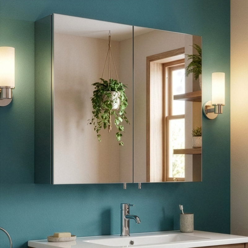 Avon 430mm W 440mm H Surface Frameless Medicine Cabinet Mirror 1 Fixed