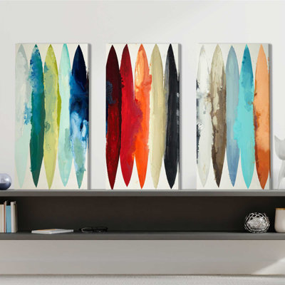 «Even Flow», ensemble de 3 peintures sur toile tendue