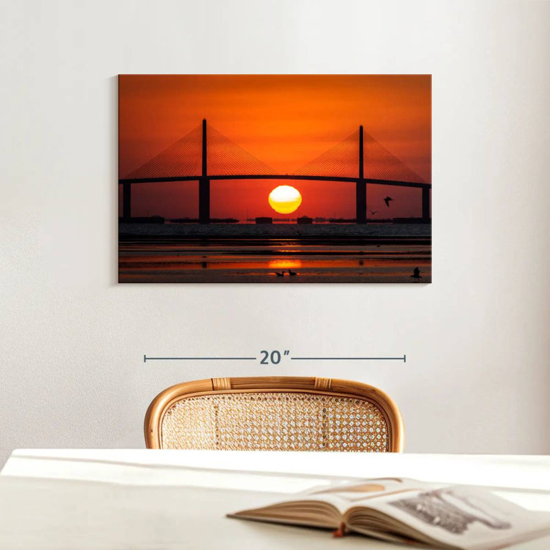 Coucher de soleil sur le pont Lilie, H 16 po x l 24 po